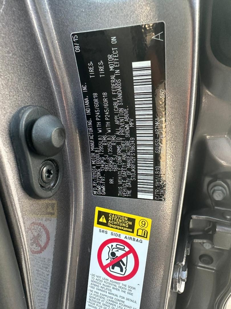 2016 Toyota Highlander XLE — Rear seats